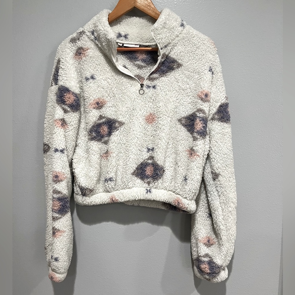 Cropped teddy quarter zip